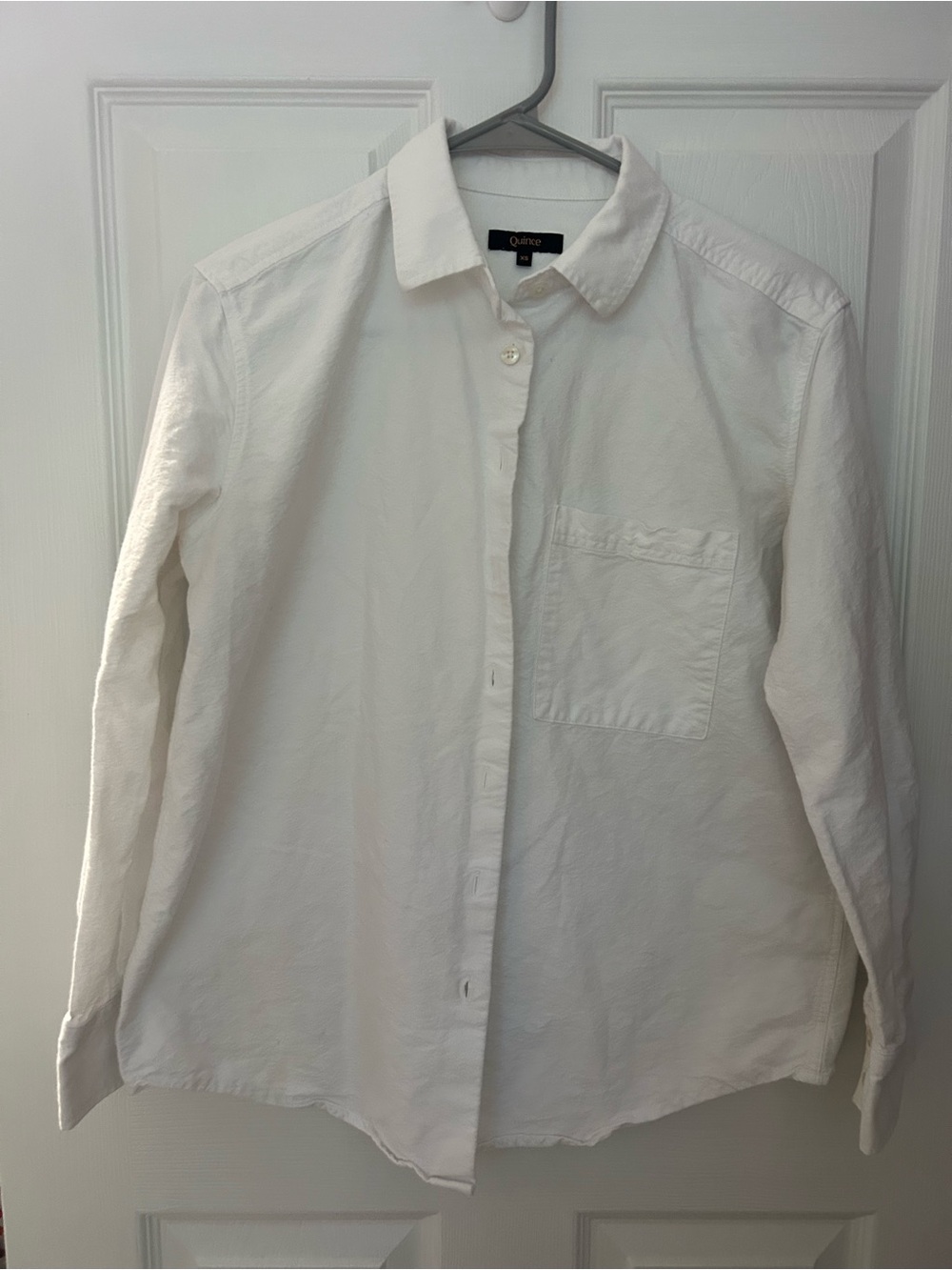 Quince 100% Organic Cotton Long Sleeve Shirt White Pocket Button Down Blouse